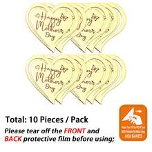 6/10 件装 母亲节快乐 心形设计 金色镜面亚克力纸杯蛋糕装饰 甜点装饰 母亲节派对供应商 - 查看 13