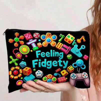 1个“多巴胺舒缓”扁平布艺收纳袋，经典掌上游戏机图案，多功能铅笔盒/玩具收纳袋，轻便易携，适合日常使用、上学和通勤。柔软面料，扁平设计，方便携带。可用作创意文具袋/收纳袋/化妆包，整齐收纳小物件和小饰品。复古爱好者的创意礼物之选。
