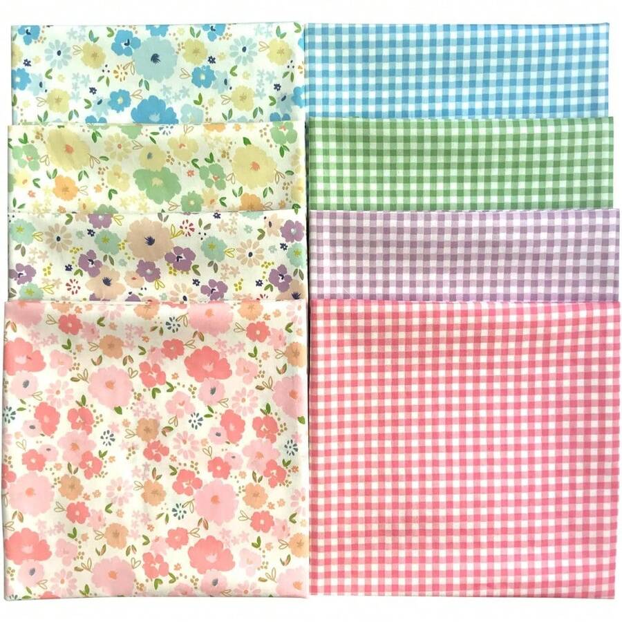 8pcs 40*50cm Printed Patchwork Fabric Squares, Suitable For Sewing And Quilting, Multi-Color - default - View 1