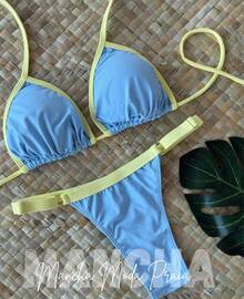 ✨Cotton Candy String Bikini In Polyamide – Comfort And Style ✨ - 藍黃色絲帶 - 查看 2