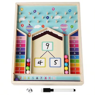 Fun Math Learning Toy - Bamboo Number Decomposition Roller With Color Sorting, Educational Brain Teaser For Youngsters