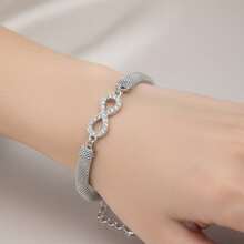 1 pieza Pulsera de cadena de serpiente de infinito con strass en estilo retro, adecuada para mujeres - Infinito de 8 caracteres - Ver 2