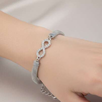 1 pieza Pulsera de cadena de serpiente de infinito con strass en estilo retro, adecuada para mujeres