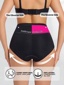 FLARIXA Women's High Waist Criss-Cross Lifting Shaping Panties, Slimming Seamless Shapewear Underwear - Black - View 4