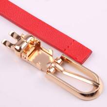 New Multi-Color Decorative Dress With Sweater Thin Belt Women's All-Match Pin Buckle Pu Small Belt Korean Style Pant Belt - 紅色 - 查看 3
