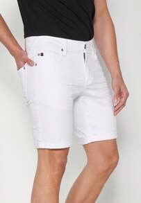 Koroshi Men's Regular Fit Stretch Denim Bermuda Shorts | Casual Wear WHITE / WHITE 30 - White - View 7