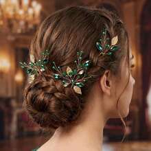 Horquillas de perlas de cristal para mujer, accesorios de de boda, bolso, sombrero, palitos para el cabello, regalos de vacaciones, tocado de joyería, 3 piezas por juego DDMM - HS-J4650 - Ver 6