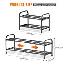 HSHa Expandable Shoe Rack, 2/3/4 Tiers Adjustable Shoe Organizer Shelf For Closet, Black Metal Free Standing Shoes Rack Storage For Hallway Small Space, Entryway - Black - 2nd Layer - View 3