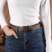 1pc Personalized Handmade Leather Belt, Custom Engraved Pattern Belt For Men & Women, Adjustable Unisex Carved Waist Belt, Valentine's Day Gift For Boyfriend Girlfriend, Anniversary Wedding Groom Gift, Birthday Graduation Present For Him Her, Unique Couple Gift, Family Keepsake Fashion Accessory - Multicolor - View 6