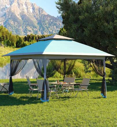 Hodeffior 4x4 Meters Pop Up Gazebo, Canopy Tent With Mosquito Netting, Outdoor Gazebos For Backyard Patio Furniture, Outdoor Patio Gazebo, Backyard Tent For Party, Wedding, Outdoor Dining