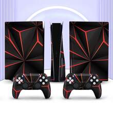 6pcs P5 Game Console Stickers With Red & Black Patterns, Dust-Proof And Wear-Resistant - View 1