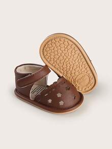 Infant/Toddler Girls' Summer Sandals, Non-Slip Rubber Sole Breathable Walking Shoes, 6-12 Months Infant Slippers - Brown - View 2