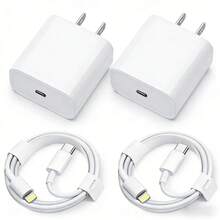 20W 快充适配器套装：1 个 20W 充电头 + 1 条 200 厘米高效快充线，兼容 14 Pro Max/14 Pro/14 Plus/14/13/12/11/XS/XR/8/7/6 系列 - 白色 - 查看 1