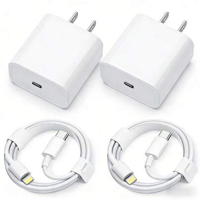 20W 快充适配器套装：1 个 20W 充电头 + 1 条 200 厘米高效快充线，兼容 14 Pro Max/14 Pro/14 Plus/14/13/12/11/XS/XR/8/7/6 系列