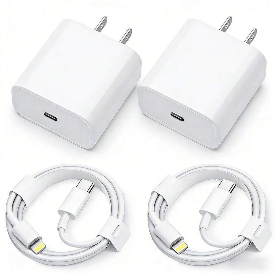 20W 快充适配器套装：1 个 20W 充电头 + 1 条 200 厘米高效快充线，兼容 14 Pro Max/14 Pro/14 Plus/14/13/12/11/XS/XR/8/7/6 系列 - 白色 - 查看 1