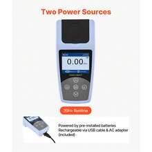 Turbidity Meter, 0–1000 NTU Measuring Range, EPA 180.1 Compliant, Portable White Light Turbidimeter, With Calibration Solutions, Sample Vials, And Carry Case, For Use In Field And Plant - White Light 0~1000 NTU - View 5