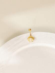 1 قطعة حلقة سرة مزينة بالخرز الاصطناعي، مناسبة للنساء للارتداء في الصيف والشاطئ والحفلات - ذهبي أصفر - مشاهدة 3