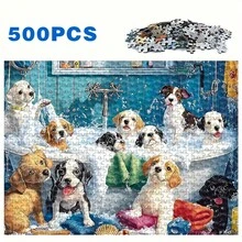 1000-Piece Large Breed Dog Puzzle, Featuring Over 500 Dog Breeds - A Challenging 1000-Piece Puzzle For Adults And Families, A Stress-Relieving Activity, Comes In A Durable Portable Box, With Bright Colors And Realistic Dog Scenes (Bathroom And Outdoor) - The Perfect Gift For Pet Lovers - 一箱1000件 - 查看 8
