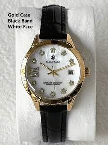 Pablo Raez 1pc Original Lady Watch Charming Women Luxury Crystal Dress Watch Stainless Steel Elegant Brand New Design Quartz Watch For Female Fahionable White Face With Date Calendar Luminous Hands Diamond Display High Quality Woman Popular Wristwatch 50M Waterproof Soft & Breathable Black Color Microfiber Leather Casual Teenagers Girls Lovely Girls Watch Nice Gifts For Friend Or Family Fit For Daily Life/Work/Party Decorations Graduation Wedding Presents - one-size - View 14