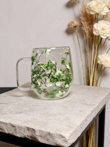 1/2/4件套双层玻璃咖啡杯，带手柄，花卉浸泡玻璃杯，可重复使用，保温，适用于咖啡、奶茶、冷热饮、卡布奇诺、茶包。独特的生日、圣诞礼物。 - 彩色 - 查看 13