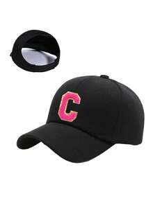 1顶女士可调节A-Z字母马尾棒球帽，凌乱高马尾帽，高马尾老爹帽，休闲防晒帽，适合跑步、徒步、旅行、户外活动和休闲穿着 - 黑色 - 查看 10