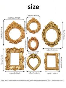 10个/1个复古奢华巴洛克风格树脂相框装饰，圣诞DIY童话娃娃屋迷你相框装饰，适合圣诞娃娃展示，送给家人和朋友的惊喜礼物，珠宝店景观配件 - 彩色 - 查看 12