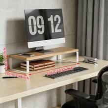 1pc Desktop Computer Monitor Stand, Adjustable Height Monitor Riser And Laptop Stand With Storage And Display Function, Suitable For Dorm Desk, Office Desk And Student Workstation, Effectively Organize Items And Improve Space Utilization - Rectangle - View 9