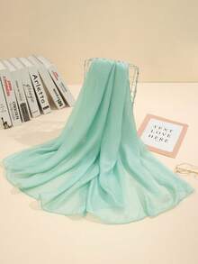 1pc Soft & Lightweight Solid Color Scarf - Mint Green - View 3