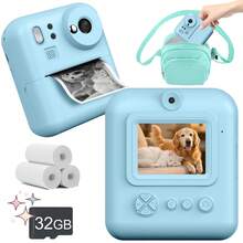 Máy ảnh trẻ em HD 1080P, ảnh siêu nét 48MP, nhẹ và di động, quay video HD 1080P, zoom quang học 8X, chống rung, chụp ảnh hẹn giờ, quà Giáng sinh/sinh nhật, bao gồm 4 cuộn giấy in, thích hợp cho gia đình/bạn bè/người yêu/thanh thiếu niên, du lịch và phiêu lưu ngoài trời (Màu xanh) (Pin sạc 1300mAh) - Nhiều màu-Z700 - Xem 28