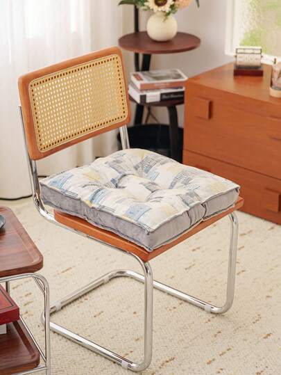 1 件加厚农舍风格椅垫，撞色设计，系带固定，适用于餐厅和卧室的室内/室外椅子，柔软舒适，易于清洁