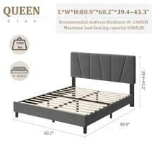 Meiyiu Platform Bed Frame With Fabric Headboard & Wooden Slats, No Box Spring Needed, Easy Assembly - Gray-queen - View 2