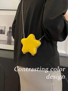 Mini Star Shaped Bag[US-Based Shipping], New European And American Fashion Personalized Lipstick/Earphone Pouch, Chain Strap Contrasting Color Design, Cute Style, Valentine's Day Gift For Friends,Star Bag,Women Solid Color Minimalist Shoulder Bag, Casual Daily Use Organizer Pouch, Fashionable Butter Yellow Bag For Women,Star Box Clutch 2026 New Evening Bag Fashionable Casual Shiny Women Shoulder & Crossbody Bag, Stars Hollow Women Bag,Fashionable Novelty Bag Heart Design Yellow Mini Chain Valentines, Fashionable Butter Yellow Bag For Women,Gifts For Women Women's Fall Clothing Winter Clothing Gift Fall Autumn Velvet Furry Party Fuzzy Plush Thanksgiving Festival Cyber Holiday Knitted Winter Valentine's Day Gift Women's Crossbody New Year Snow Warm Thermal,Mochilas,Backpack,Laptop Case,Backpacks For Women,Tote Bags For Women,Shoulder Bags For Women,Purse Accsesories,Work Bag,Carteras De Mujer Elegantes,Handbags,Id Holder,Mini Backpack,Tote Bags,Luggage Set,Purse,Travel Essential - Màu vàng - Xem 3