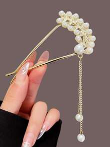 Elegant Wheat Ear Pearl Tassel Hair Clip, Modern Minimalist Chinese Style Hair Accessory - Multicolor - View 6