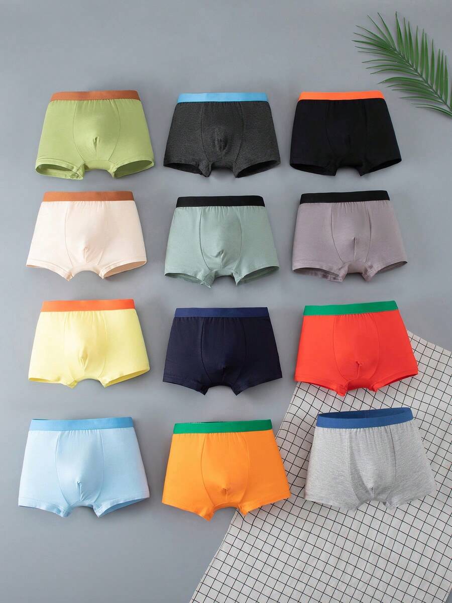 Quần lót bé trai cạp tương phản, 12 chiếc/gói - Nhiều màu - Xem 1