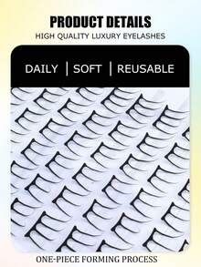 60片/套 薄片D卷动漫猫爪3D自然款假睫毛，轻盈日常佩戴及约会妆容 - 查看 3