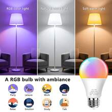 Bombilla LED RGBW de 9W con control remoto, bombilla multicolor de 16 colores, base E26/E27, 80-265V, bombilla LED multicolor regulable, adecuada para decoración del hogar, dormitorio, fiesta, bar, 1 paquete - multicolor - Ver 6