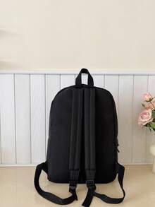 Letter Pattern Backpack, Minimalist Large Capacity Backpack, Fashion Travel Bag - Black - View 6