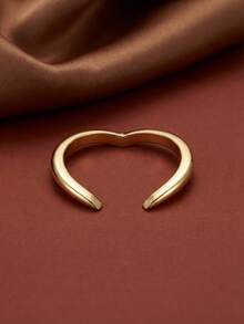 1枚优雅V形闪亮锆石戒指，925纯银材质，时尚女性的理想礼物，适合舞会、聚会和派对等场合佩戴。 - 弧形開口戒 - 查看 3