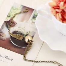 1件哈利波特死亡圣器金色飞贼项链，盗贼手链，哈利金色飞贼手链，多层翅膀飞贼猫头鹰海德薇手工制作粉丝礼物 - 1 - 查看 5