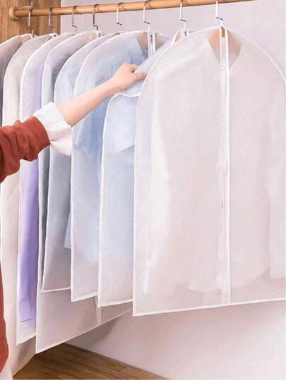 1pc Washable Transparent Garment Dust Cover Bag, With Zipper Dress Clothes Storage Bag, Waterproof Wardrobe Storage Bag, Moisture-Proof Clothing Hanging Bag, Protect And Organize Your Closet, Dorm Essential, Bedroom Wardrobe Storage