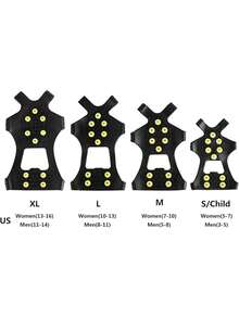 Gai chống trượt bằng cao su 10 răng, phù hợp với giày/ủng nam và nữ, cung cấp độ bám chắc chắn trên bề mặt băng và tuyết. - A - Xem 4