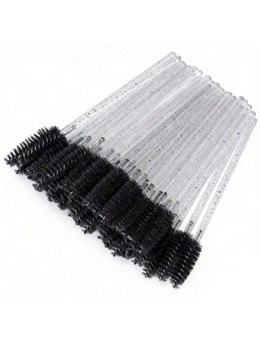 100 piezas/Set Varitas desechables para máscara, cepillos espirales y cepillos para pestañas, adecuados para extensiones de cejas/pestañas (Negro) - Multicolor - Ver 1