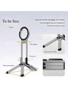 Giá đỡ điện thoại từ tính có thể điều chỉnh với tay xoay 360° và chiều cao có thể điều chỉnh, chất liệu ABS, chân đế ba chân di động tương thích với iPhone, Android, , gậy selfie rảnh tay dùng cho vlog, chụp ảnh, du lịch, phụ kiện vlog, xây dựng, chân đế ba chân cho điện thoại để chụp ảnh, quà tặng mùa xuân - Nhiều màu - Xem 12