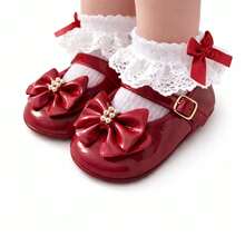Baby Shoes For Christenings, Birthdays, Parties, Weddings; Comfortable And Soft Mary Jane Shoes, Lined, 0 To 12 Months. - 紅色 - 查看 6