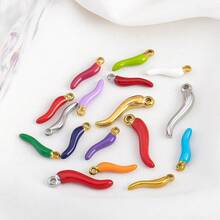 5pcs Stainless Steel Chili Pepper Pendant, Suitable For DIY Necklace, Bracelet, Earring Jewelry Making - 5pcs - View 9