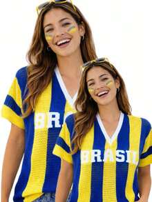 Women's Crochet Blouse, Brazil Knit, Oversized, Summer Fashion, Shiny Cup, Sports And Fitness, Summer - 2 藍色 - 查看 1