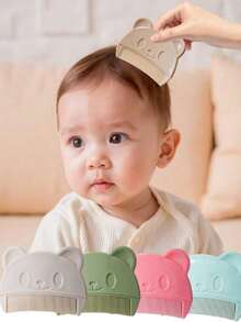 2pcs Infant Silicone Shampoo Brush And Comb Set To RemoveCradle Cap While Bathing - Multicolor - View 2