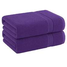 H&R Family Pack 2 Large Bath Towels 100% Cotton Ring Spun Soft Absorbent Towels - Purple - View 4