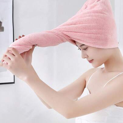 Ultra Soft Microfiber Hair Towel - Quick Drying, Super Absorbent, Suitable For Women And Girls, Gentle For Curly Or Damaged Hair, Solid Color Bathroom Supplies 1pc, Hats, Shower Caps, Salon Hair Products And Accessories, Beauty Travel Essentials