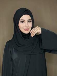 1 pieza Hiyab de jersey instantáneo con hiyab de gasa, tela suave y sedosa transpirable, adecuado para uso diario, festivales, oraciones, peregrinaciones - Multicolor - Ver 11